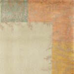 4’11”x8’ Transitional Ivory Wool & Silk Hand-Knotted Rug - Image 3