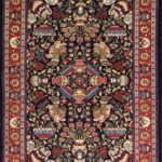 3’7”x5’ Traditional Navy Persian Kashan Wool Hand-Knotted Rug