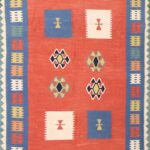 4’11”x6’8” Persian Kilim Orange Wool Hand-Knotted Rug - Direct Rug Import | Rugs in Chicago, Indiana,South Bend,Granger