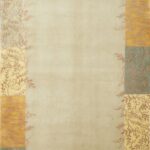 4’11”x8’ Transitional Ivory Wool & Silk Hand-Knotted Rug