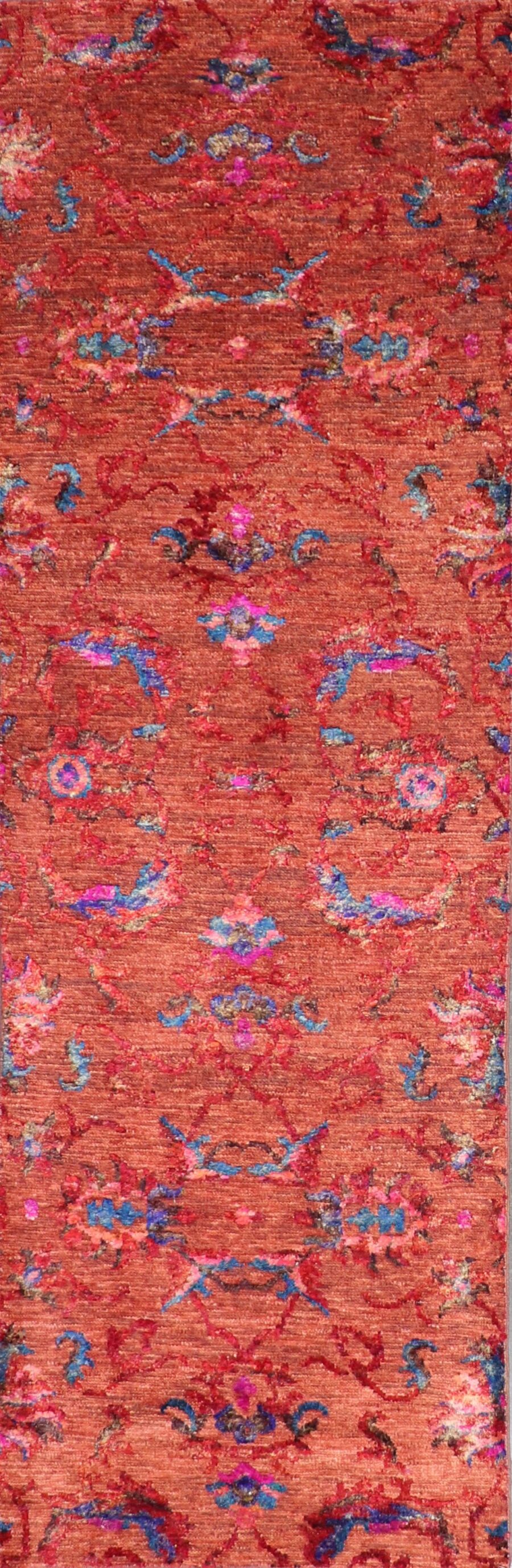 2’9”x9’10” Decorative Red & Pink Wool & Silk Hand-Knotted Rug - Direct Rug Import | Rugs in Chicago, Indiana,South Bend,Granger