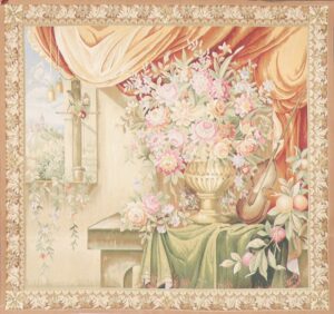 4’10”x5’2” Gold Wool Hand-Knotted Tapestry