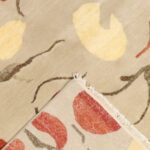 5'10"x8'9" Contemporary Beige Wool & Silk Hand-Knotted Rug - Image 5