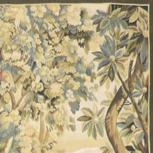 4’8”x5’7” Parrots On a Tree Green Wool Hand-Knotted Tapestry