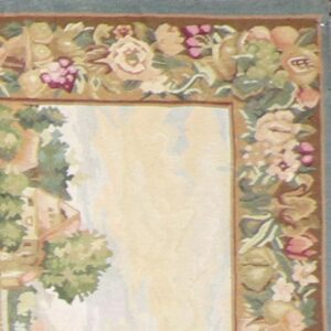 3’5”x4’ Green Wool Hand-Knotted Tapestry