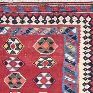 5’x7’10” Persian Kilim Red Wool Hand-Knotted Rug