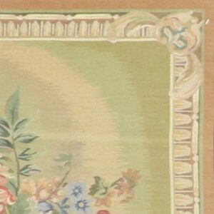 3’9”x3’11” Tan Wool Hand-Knotted Tapestry