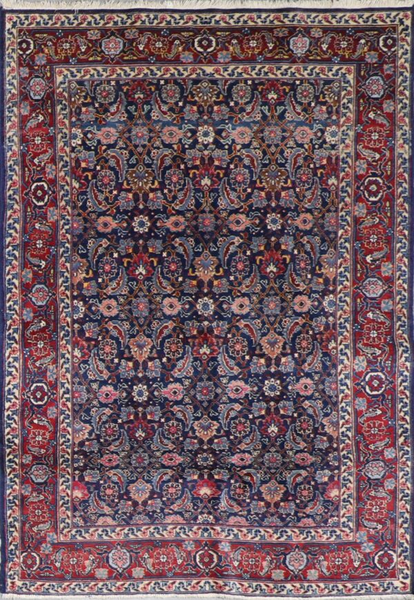 4’6”x6’3” Antique Farahan Navy Tribal Wool Hand-Knotted Rug - Direct Rug Import | Rugs in Chicago, Indiana,South Bend,Granger