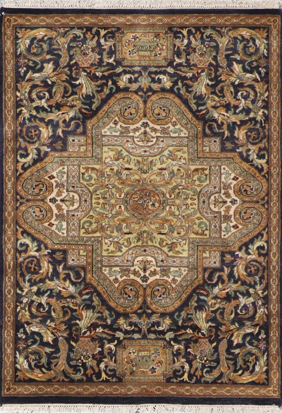 4’1”x5’10” Decorative Versace Black Charcoal Wool Hand-Knotted Rug - Direct Rug Import | Rugs in Chicago, Indiana,South Bend,Granger