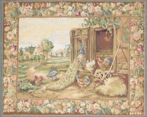 3’4”x4’10” Green Wool Hand-Knotted Tapestry