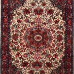 3’9”x5’7” Traditional Ivory Persian Wool Hand-Knotted Rug