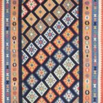 5’2”x6’8” Persian Kilim Navy Wool Hand-Knotted Rug