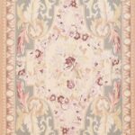 4’1”x6’1” Aubusson Ivory-Gold Wool Hand-Knotted Rug
