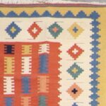 3’5”x4’10” Persian Kilim Orange Wool Hand-Knotted Rug - Image 2