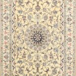 3’x4’5” Traditional Ivory Persian Wool & Silk Hand-Knotted Rug