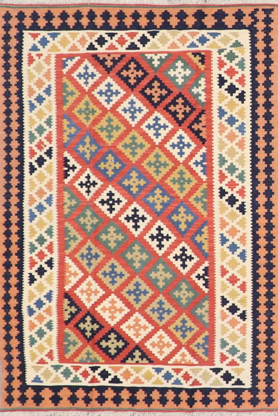 3’5”x4’11” Persian Kilim Multi-Colored Wool Hand-Knotted Rug - Direct Rug Import | Rugs in Chicago, Indiana,South Bend,Granger