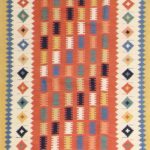 3’5”x4’10” Persian Kilim Orange Wool Hand-Knotted Rug
