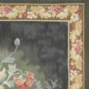 3’9”x5’ Green Wool Hand-Knotted Tapestry