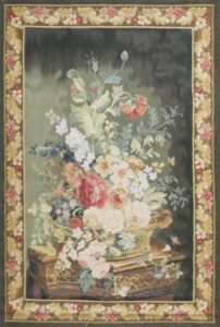 3’9”x5’ Green Wool Hand-Knotted Tapestry