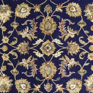 9’x12’ Traditional Navy Wool & Silk Hand-Tufted Rug