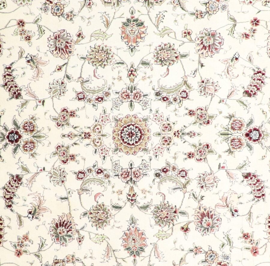 8'x9'6" Traditional Ivory Wool & Silk Hand-Knotted Rug - Direct Rug Import | Rugs in Chicago, Indiana,South Bend,Granger