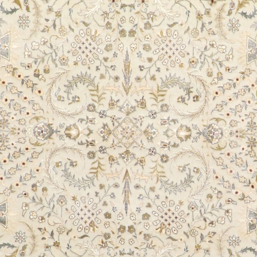 5'9"x8'2" Traditional Ivory Tabriz Wool & Silk Hand-Knotted Rug - Direct Rug Import | Rugs in Chicago, Indiana,South Bend,Granger