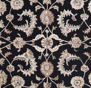 9’x12’1” Traditional Black Wool & Silk Hand-Tufted Rug