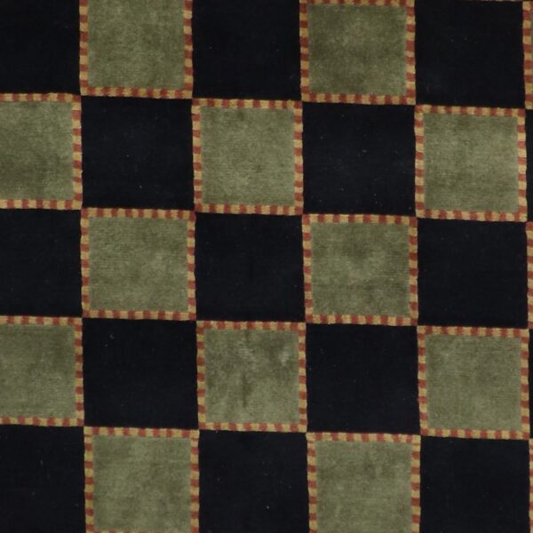 8'1"x10' Contemporary Overall Squares Black& Green Wool Hand-Knotted Rug - Direct Rug Import | Rugs in Chicago, Indiana,South Bend,Granger