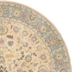 8’5”x8’5” Contemporary Tan Wool & Silk Hand-Tufted Rug - Image 3
