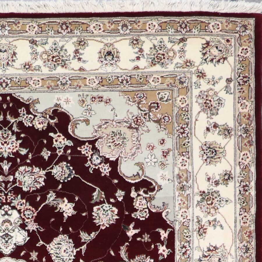 6'3"x8'10" Traditional Burgundy Tabriz Wool & Silk Hand-Knotted Rug - Direct Rug Import | Rugs in Chicago, Indiana,South Bend,Granger