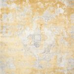 7’8”x9’9” Transitional Gray Wool & Silk Hand-Knotted Rug