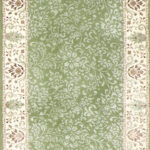 2’7”x9’9” Traditional Green Wool & Silk Hand-Knotted Rug