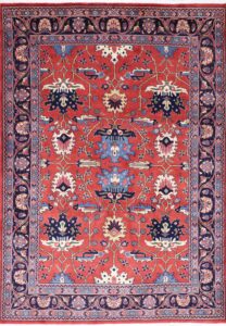 7'x9'11" Traditional Persian Red Wool Hand-Knotted Rug