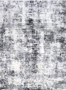 9’8”x13’4” Contemporary Black Wool & Silk Hand-Finished Rug