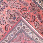 5’6”x5’9”. Traditional Persian red Sarouk Wool Hand-Knotted Rug - Image 4
