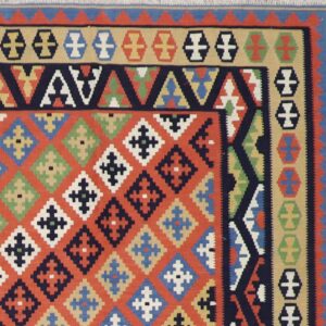 6’11”x10’ Persian Kilim Multi-Colored Wool Hand-Knotted Rug