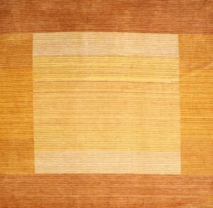 9’10”x9’10” Contemporary Orange Wool Hand-Knotted Rug