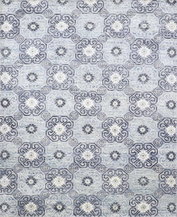 7’11”x9’8” Contemporary Blue Wool Hand-Knotted Rug - Direct Rug Import | Rugs in Chicago, Indiana,South Bend,Granger