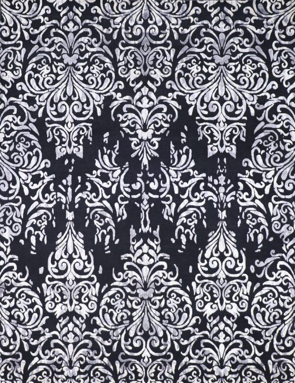 7’10”x10’3” Transitional Black Wool & Silk Hand-Knotted Rug - Direct Rug Import | Rugs in Chicago, Indiana,South Bend,Granger
