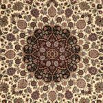 8’3”x8’3” Traditional Ivory Octagonal Tabriz Wool Hand-Knotted Rug - Image 2