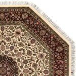 8’3”x8’3” Traditional Ivory Octagonal Tabriz Wool Hand-Knotted Rug - Image 3