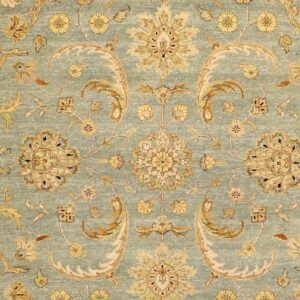 9’x9' Decorative Teal Wool Hand-Knotted Rug
