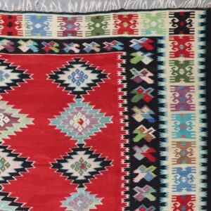 9’8”x11’5” Persian Kilim Red Wool Hand-Knotted Rug