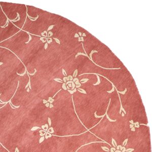 9’x9’ Transitional Rust Wool & Silk Hand-Knotted Rug