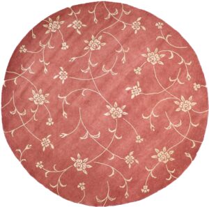 9’x9’ Transitional Rust Wool & Silk Hand-Knotted Rug