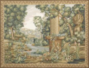 5’x6’9” River Green Wool Hand-Knotted Tapestry
