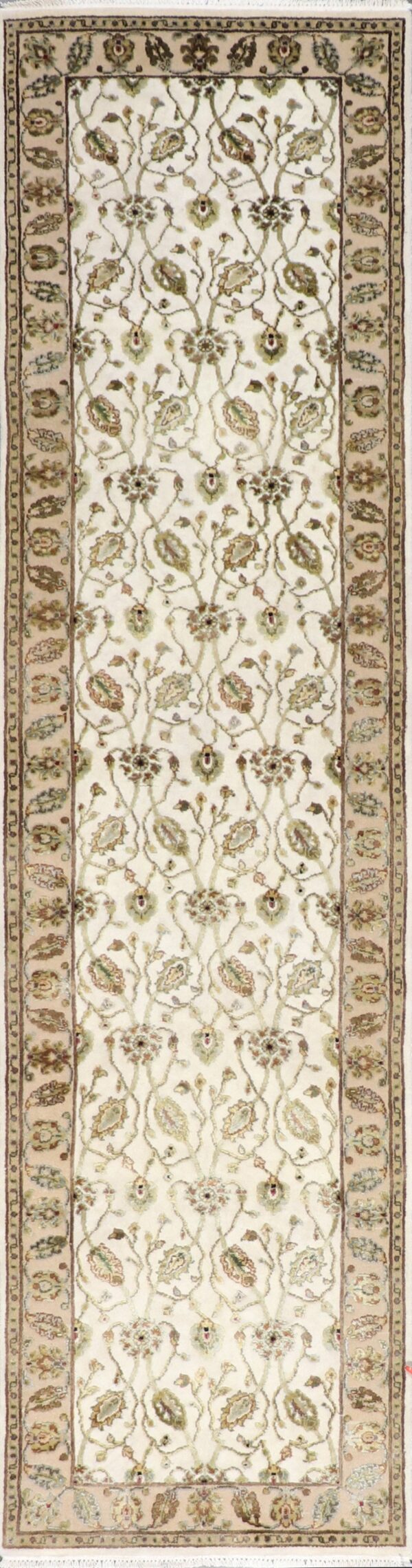 2’6”x10’2” Traditional Ivory Wool & Silk Hand-Knotted Rug - Direct Rug Import | Rugs in Chicago, Indiana,South Bend,Granger
