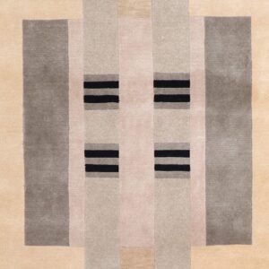 9’x9’ Contemporary Tan Tibetan Wool Hand-Knotted Rug
