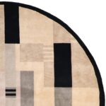 9’x9’ Contemporary Tan Tibetan Wool Hand-Knotted Rug - Image 3