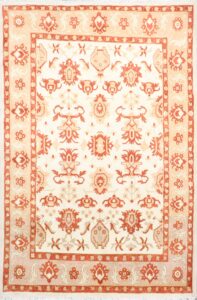 7’x10’7” Persian Traditional Ivory Wool Hand-Knotted Rug